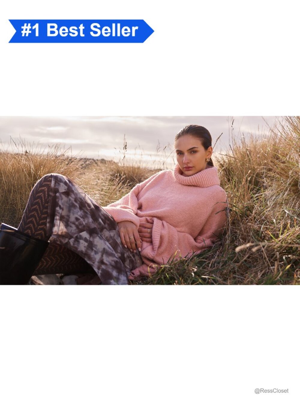 Chunky Knit Turtleneck Long Sleeve Oversized Pullover Sweater - Picture 6 of 6
